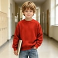 thumbnail image 3 of Enjoytime Crewneck Sweatshirt Boys Solid Color Long Sleeve Pullover Tops Casual Warm Fall Winter Clothes for Kids, 3 of 7