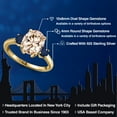 thumbnail image 2 of Gem Stone King 2.70 Ct Oval Peach Morganite Blue Sapphire 18K Yellow Gold Plated Silver Ring, 2 of 6