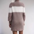 thumbnail image 4 of Knit Dress, Long Sleeve High Neck Fashionable Stylish Color Block Short Knit Dress  For Office ANGGREK Albaricoque S, 4 of 6