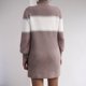 thumbnail image 1 of Short Knit Dress Stitching High Neck Knit Dress Long Sleeve Fashionable Color Block Stylish for Office ANGGREK Otros, 1 of 6