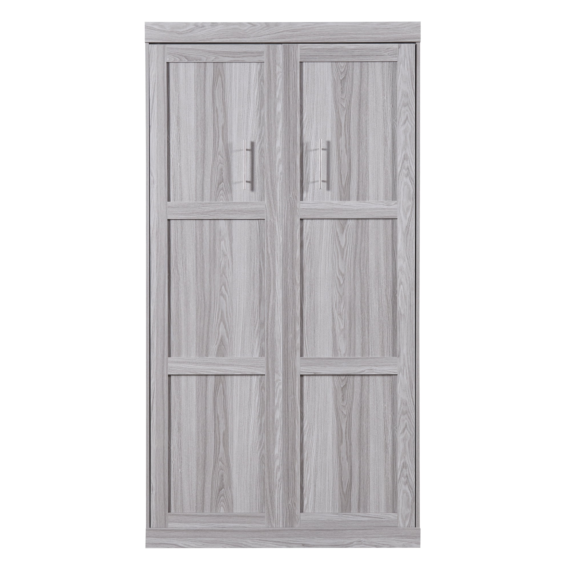 Euroco Pine Wood Twin Size Murphy Bed, Convertible Wall Bed into A Cabinet for Kids Teens, Gray
