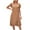 Khaki, variant on Summer Plus Size Dresses for Womens 2025 Fashion Round Neck Doll Dress Sold Color Sleevless Pleated Dress