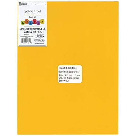 UPC: 0749075848345 | Essentials By Leisure Arts Arts Foam Sheet 9×12  2mm Goldenrod 15pc