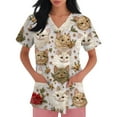 thumbnail image 3 of Scrubs, Uv Protection Beach Casual Tops Wrinkle Resistant Business Tees Plus Size Loose Fit Dailywear Trendy Printed Vacation Mothers Day Outfits 2025 Lightweight Summer Beige 3Xl, 3 of 4