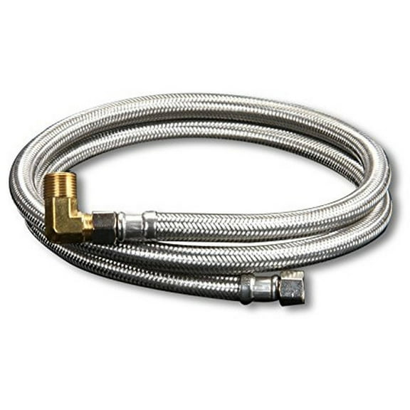 Highcraft 27772PR-NL Premium Lead Free Braided Stainless Steel Premium Dishwasher Connector Hose with PVC Inner Tube, 3/8" Compression Connections and Brass Elbow, 72"