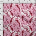 thumbnail image 3 of oneOone Georgette Viscose Magenta Fabric Asian Japanese Koifish Diy Clothing Quilting Fabric Print Fabric By Yard 42 Inch Wide, 3 of 5