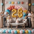 thumbnail image 2 of Gold Number 28 Mylar Foil Balloon 40" - Helium or Air Inflatable Metallic Balloons for 28th Happy Birthday Party, Anniversary, Graduation Decorations, 2 of 7