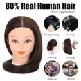 thumbnail image 3 of 26”-28”Mannequin Head 80% Real Hair Manikin Head Cosmetology Doll Head for Styling Mannequin Head Human Hair (#4 Dark Brown), 3 of 8