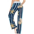 thumbnail image 5 of FREEAMG Women Pajama Pants Lounge Pants Long Stretch Comfy Sleepwear Nautical Starfish Stripe Seashell, 5 of 7