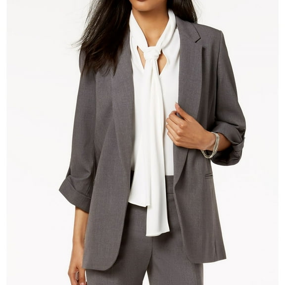 Nine West Womens Open Front Blazer Jacket, Grey, Large