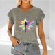 thumbnail image 5 of Mujeres Manga Corta Tops Moda Imprimir Blusa Divertida, Cuello Redondo Poliéster Spandex Tee, 5 of 6