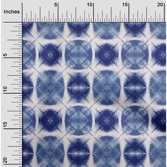 oneOone Cotton Poplin Twill Indigo Blue Fabric Geometric Shibori Quilting Supplies Print Sewing Fabric By The Yard 56 Inch Wide
