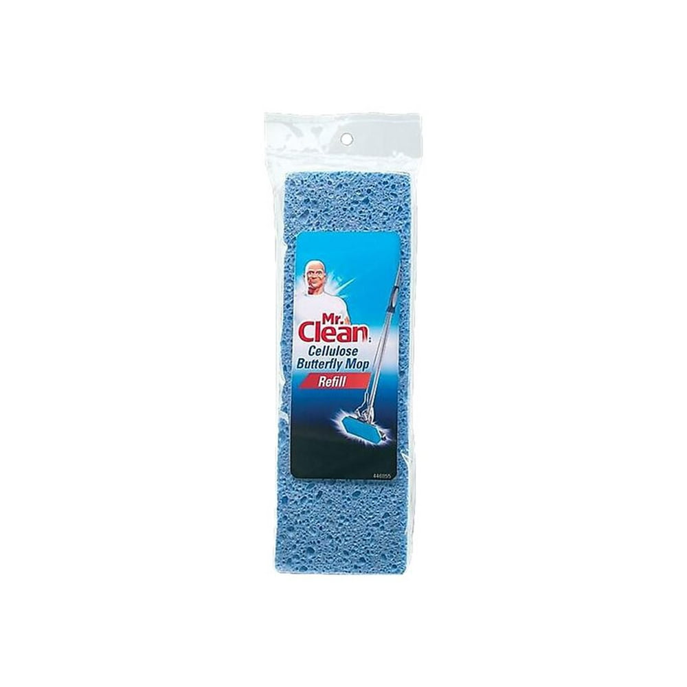 Mr. Clean Butterfly Mop with Scrub Brush Refill Mop cloth blue
