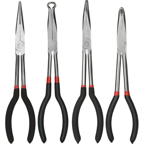Pliers and Pliers Set of 11 inch/28cm needle nose pliers, set of 4 long nose pliers, straight long nose pliers, 45 degree pliers, 90 degree needle nos