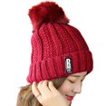 thumbnail image 1 of Winter Beanie Hat Scarf Set Women Slouchy Scarf Warm Knitted Hat For OutdoorWine RedHat, 1 of 5