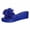 Blue, variant on Women's Flower Appliques Wedges Flip Flops Boho Open Toe Slip On Flat Sandals Beach Vacation Party Slippers