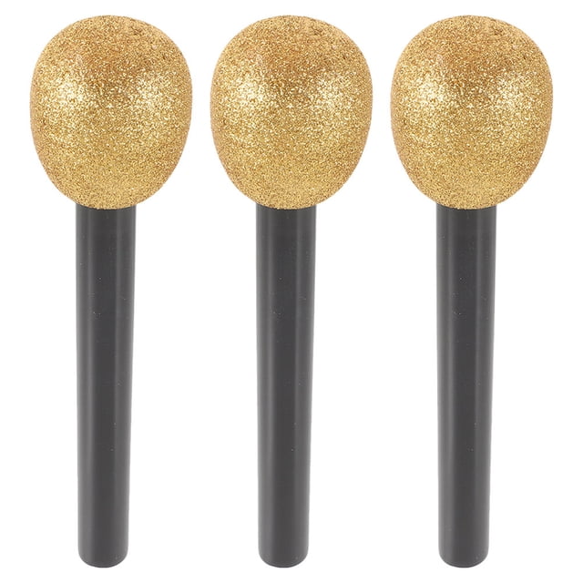 MOVTOTOP Simulation Prop Microphone 3Pcs Glitter Microphone For Themed Parties