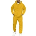 thumbnail image 2 of Hogleaql Men's Tracksuit 2 Piece Hoodie and Sweatpants Solid Color Fleece Pullover Hoodies Joggers Athletic Pants Set Sweat Winter Suit with Pockets Orange XL, 2 of 6