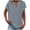 C-Grey182, variant on Women's T-Shirts Summer Loose Fit Solid Color V-Neck Roll Up Sleeve Buttons Placket Top Curved Hem Flowy Trendy Tee