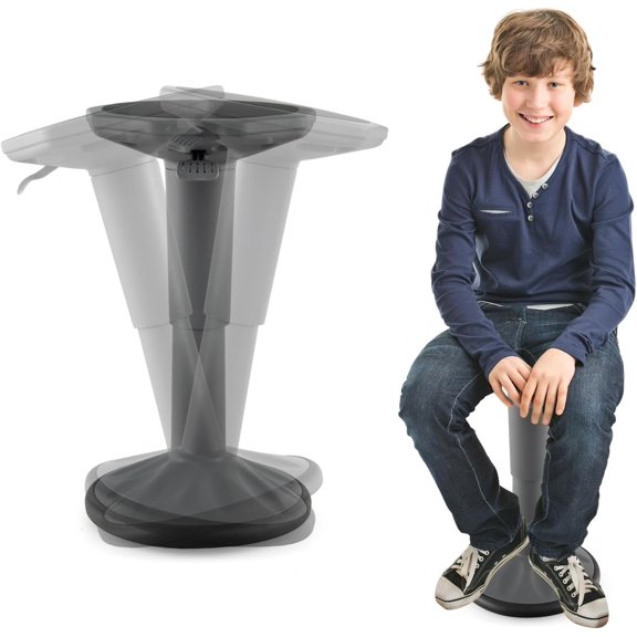 Kids Adjustable Wobble Stool, 24” Active Learning Classroom Seat, Non-Skid Wiggle Chairs Improve Posture, Focus & Help ADHD/ADD, Flexible Student Wobble Stool for Classroom Seating (Grey)