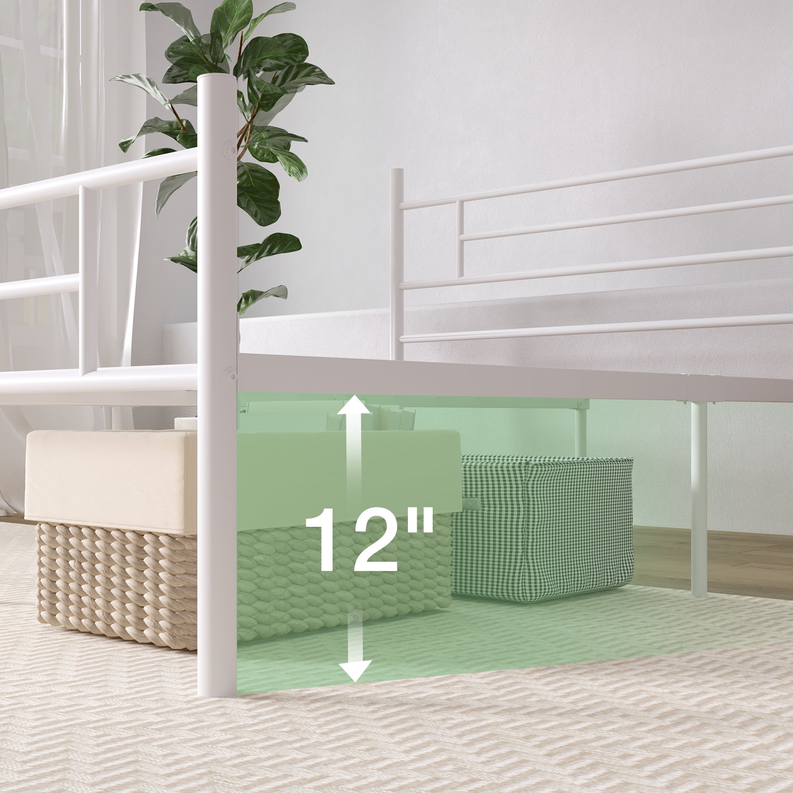 Novilla Full Size Bed Frame with Headboard and Footboard, 14 Inch Metal Platform Bed Frame with Under Bed Storage, No Box Spring Needed, Strong Metal Slats Support, White