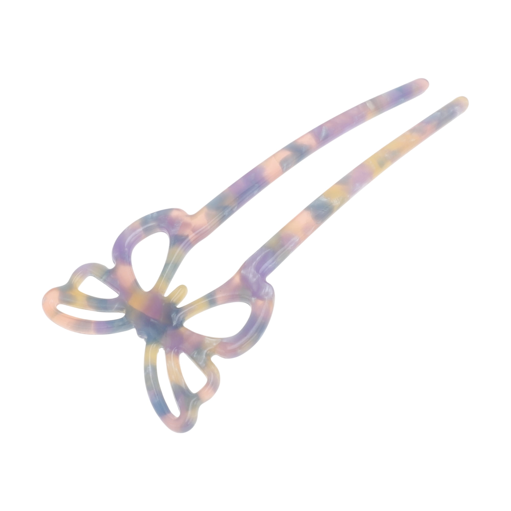 Unique Bargains Butterfly Hair Stick Fork Pins for Women 1 Pc Purple, Pink