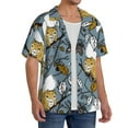 thumbnail image 2 of Uemuo Squirrel And Leaves Pattern Cotton Linen Short Sleeve Shirts,Casual Lightweight Button Down Shirts,Vacation Beach Summer Tops-4X-Large, 2 of 7