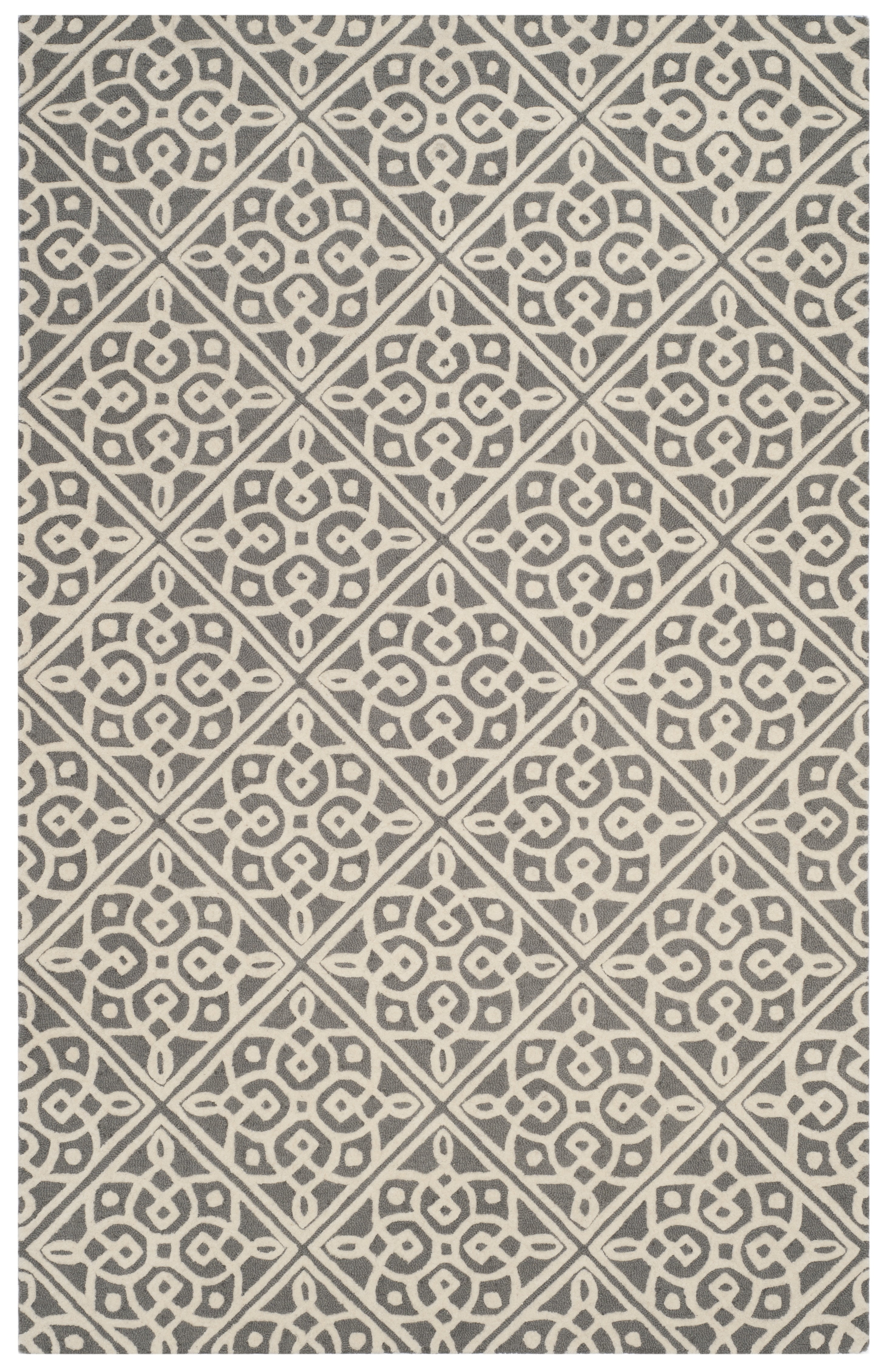 SAFAVIEH Cambridge Mirko Geometric Wool Area Rug, Dark Gray/Ivory, 5' x 8'