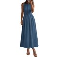 thumbnail image 1 of Vestido Maxi PRETTYGARDEN Sin Mangas Patchwork Largo XL Gris Azul, 1 of 8