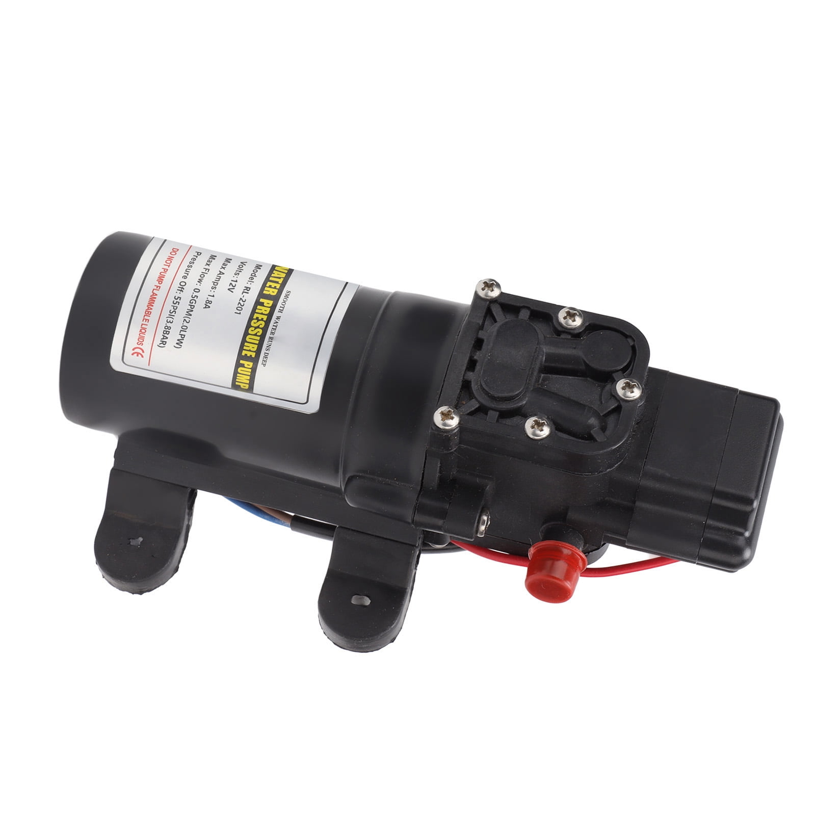 BIMZUC Water Pressure Diaphragm Pump Self Priming High Pressure Outdoor RV Marine Transfer Pump, RL-2201 12V