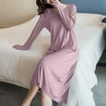 thumbnail image 5 of Munlar Nightgowns for Womens Long Sleeve Casual Sleep Dresses Purple Long Crew Neck Sleepwear M, 5 of 5