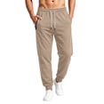 thumbnail image 2 of qelini Drawstring Sweatpants Men Big and Tall with Pockets Elastic Waist Long Pants Solid Color Relaxed Lounge Trousers for Daily Wear Winter, 2 of 9