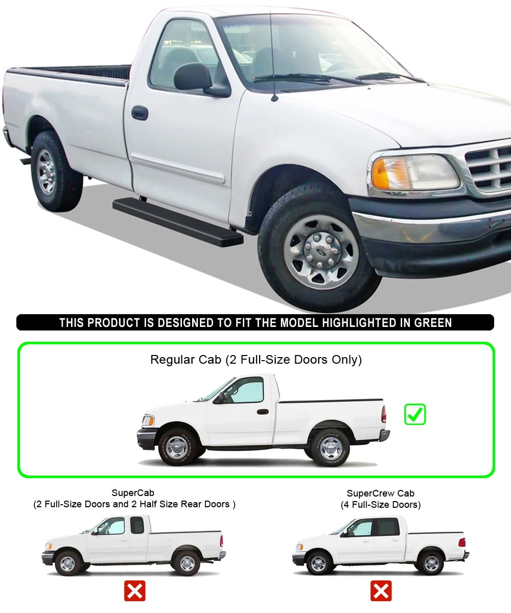 APS Running Boards 6-inch Matte Black Compatible with Ford F150 F250LD 1997-2003 Regular Cab (Include 04 Heritage)(Not for Lightning Model) (Nerf Bars Side Steps Side Bars)