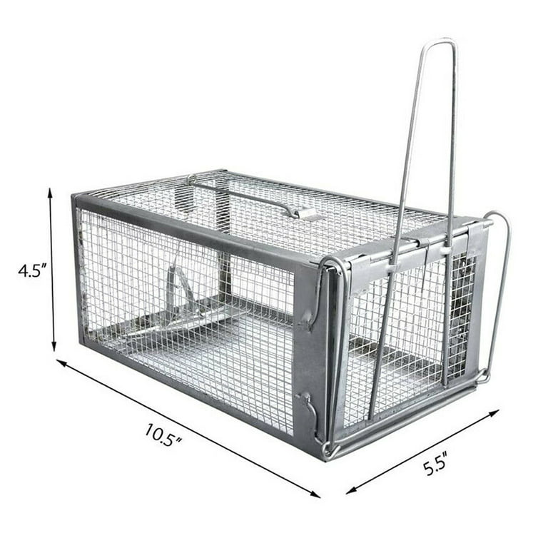 Dual Door Rat Trap Cage Humane Live Rodent Dense Mesh Zinc Electroplating  Mice Control with 2 Detachable U Shaped Rod