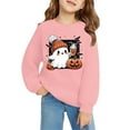thumbnail image 2 of Chandail à Col Rond à Manches Longues pour Enfants, Décontracté et Tendance, Imprimé 2D d'Halloween, Rose, 2 of 6
