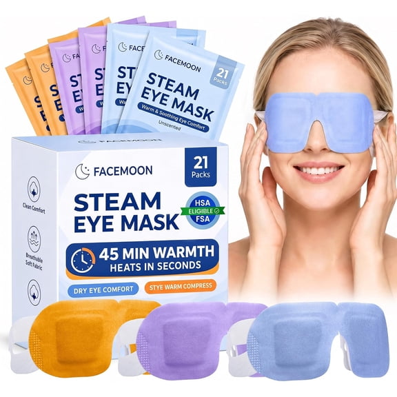 21 Pack Steam Eye Masks for Dry Eyes, Self Heating Heated Eye Masks Moist Heat Warm Compress for Stye Fast Relief, Puffy Sensitive Eyes, Disposable Eye Therapy Mask Variety