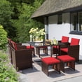thumbnail image 7 of Homall 9 Pieces Outdoor Dining Sets Patio Rattan Conversation Set Space Saving Wicker Chairs with Glass Table,Red, 7 of 7