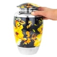 thumbnail image 4 of 10" Large Metal Classic Cremation Beautiful Yellow Flowers Printed Urns | Cremation Ash Remains Storage Funerary Urns | Adult Human & Pet Loss Urns (Alumni Black), 4 of 4