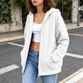 thumbnail image 3 of Plus Size Women's Full Zip Fashion Hoodie, Oversized Long Sleeve Hooded Sweatshirt with Pockets, Casual Cute Zip Up Hoodies, Gray, XXL, 3 of 6