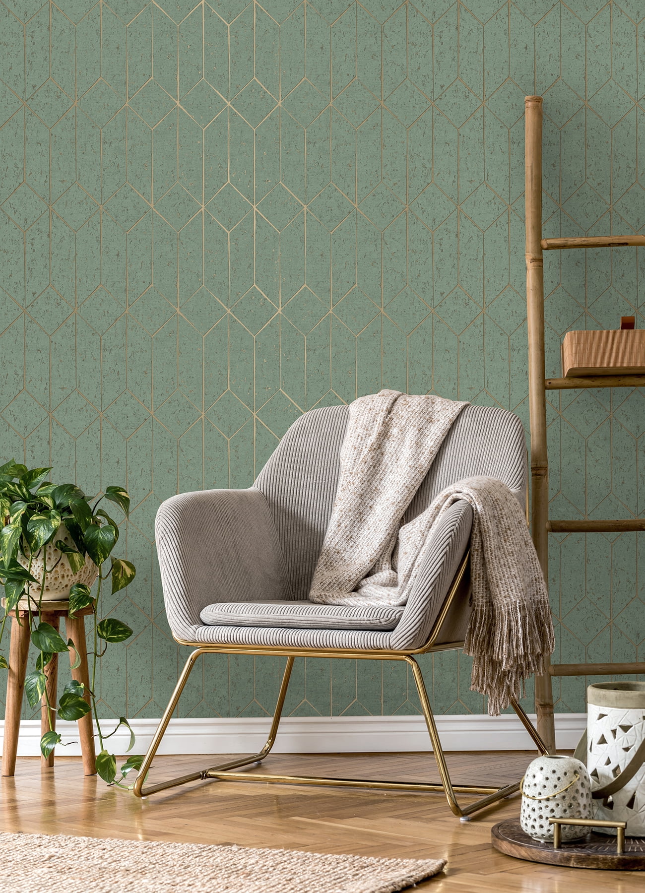Advantage Hayden Mint Concrete Trellis Wallpaper