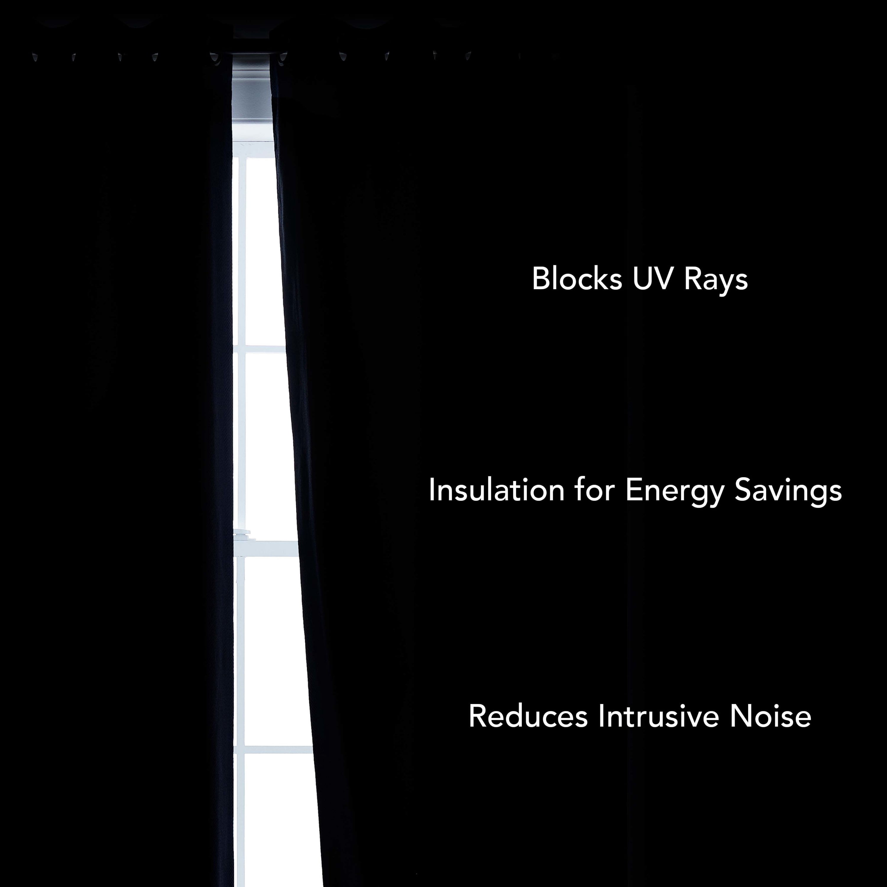 Legrae Blackout Thermal Insulated Grommet Curtains, Set of 2 Panels with Tiebacks, Titanium Grey, 38" x 63"
