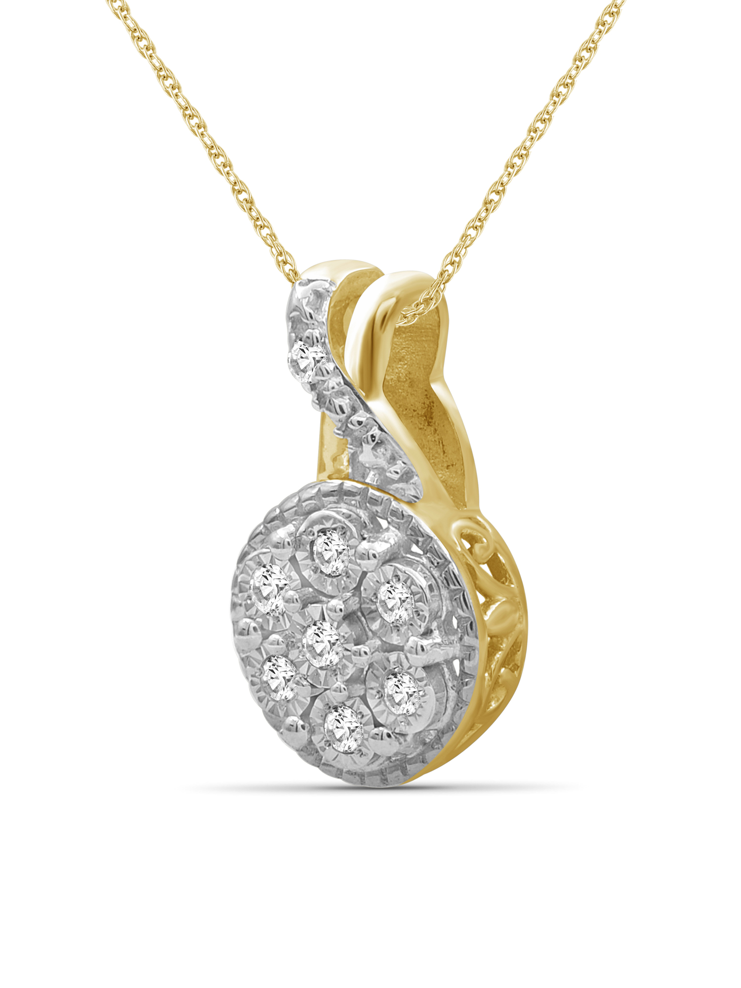 JewelersClub 1/10 Carat T.W. White Diamond 14K Gold Over Silver Cluster Pendant