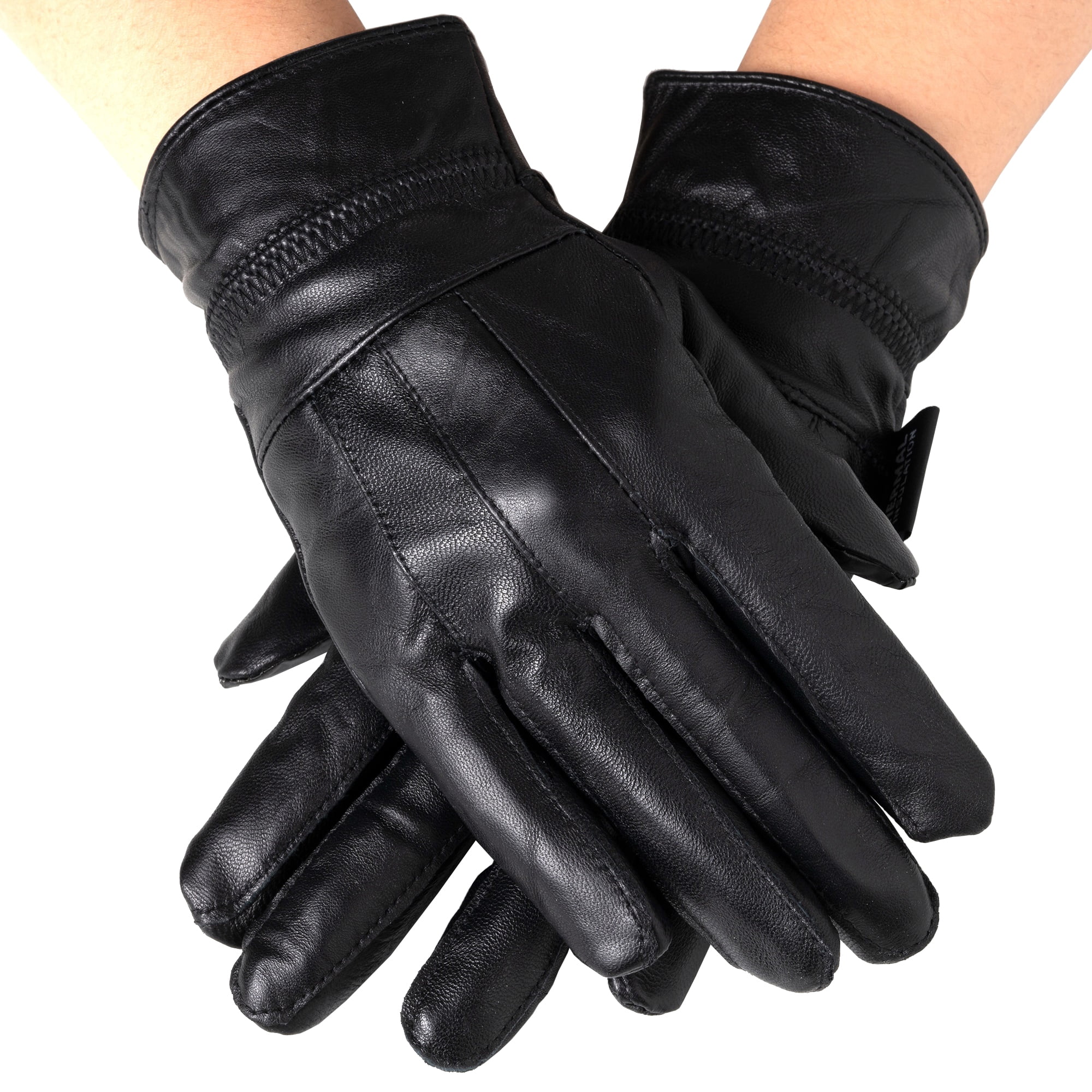 Women's Fashionable Faux Leather Ladies Winter Gloves 