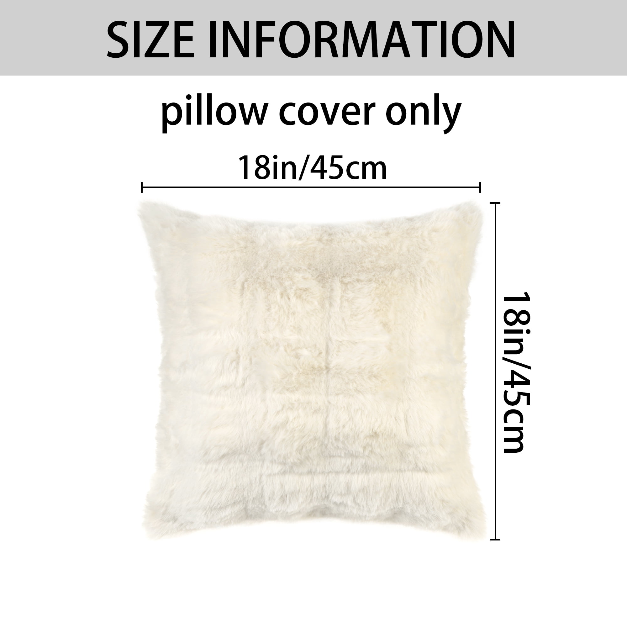 Unique Bargains Faux Fur Cozy Decorative Throw Pillow Covers Soft Plush Pillowcase 1 Pc White 18" x 18"