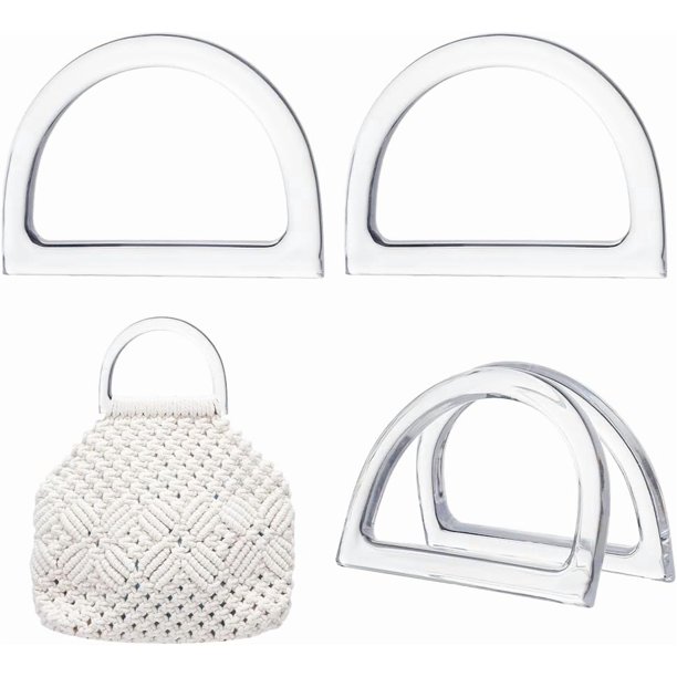 4 asas de bolso en forma de D de resina transparente, asas decorativas de repuesto para bolsos de mano