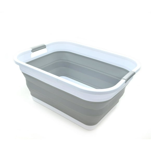 SAMMART Cesta plegable de plástico para la colada de 41 L (10,8 galones), contenedor de almacenamiento/organizador plegable, bañera de lavado portátil, cesta para ahorrar espacio, capacidad de agua: 3
