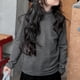 thumbnail image 4 of Blusa y camisa de cuello alto de manga larga a rayas de moda a juego de colores para mujeres y niños, informal, de manga larga, cálida, con cuello alto, de piel de oveja, blusa de poliéster para niños, 4 of 6