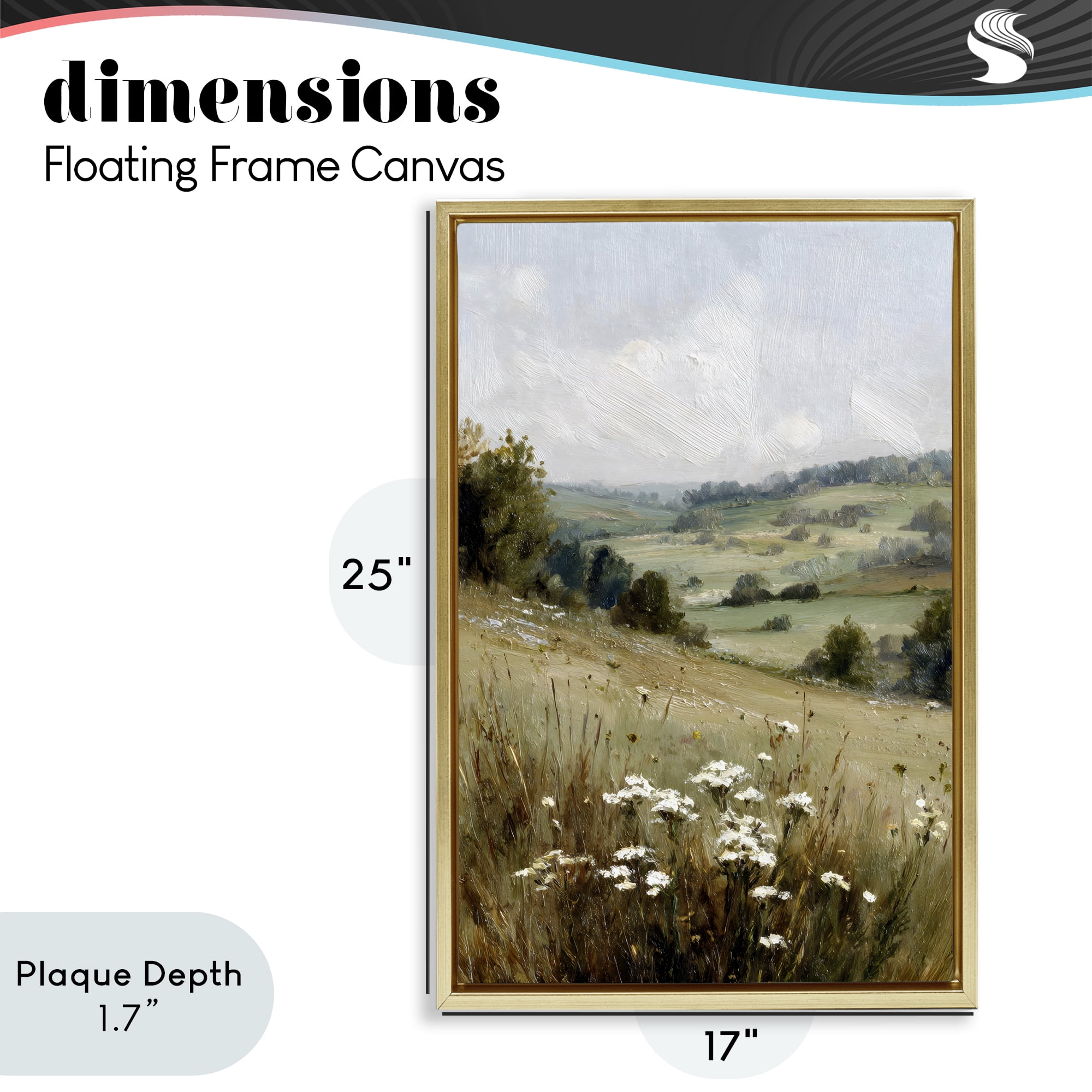 Stupell Industries Hill of White Flowers Gold Framed Floater Canvas Wall Art, design by Petal Prints Design