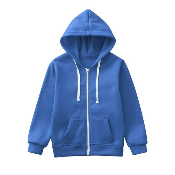 eczipvz Baby Girl Clothes Sweatshirt Color Solid Zip Jackets Long Hoodie Top Sleeve Up Girls Kids Boys Coat&jacket 5t Jacket (Blue, 7-8 Years)