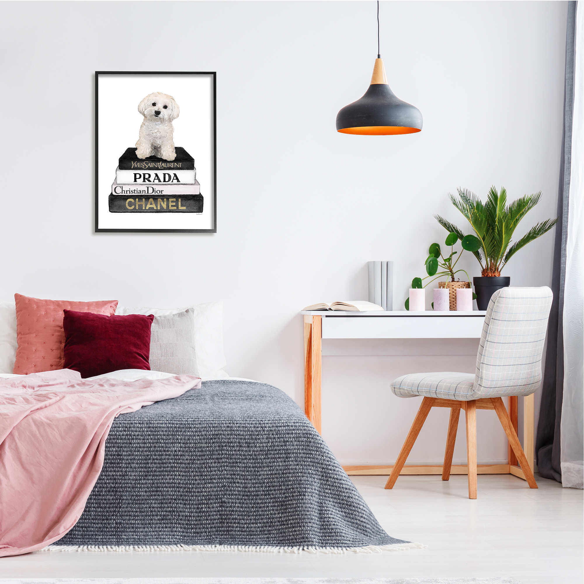 Stupell Industries Maltese Dog Glam Pet Fashion Bookstack ,24 x 30, Design by Amanda Greenwood